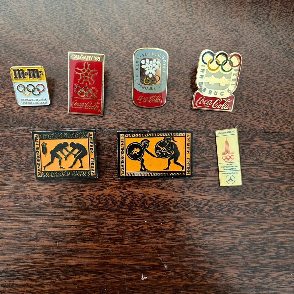 Vintage Olympics Pins 60s 70s 80s 90s Mercedes Coca-Cola m&m Soviet Union USSR